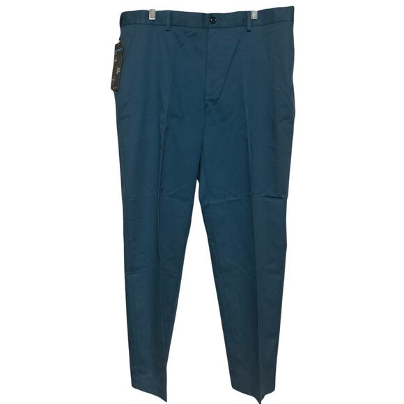 Savane Men's The Ultimate Performance Chino Flat Front Blue Real Teal Size 38/32 - Picture 1 of 8